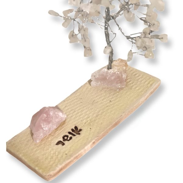 Cristal-מארז עץ אבני קריסטל ואבן גולמי רוז קוורץ לאהבה,הרמוניה ושלווה