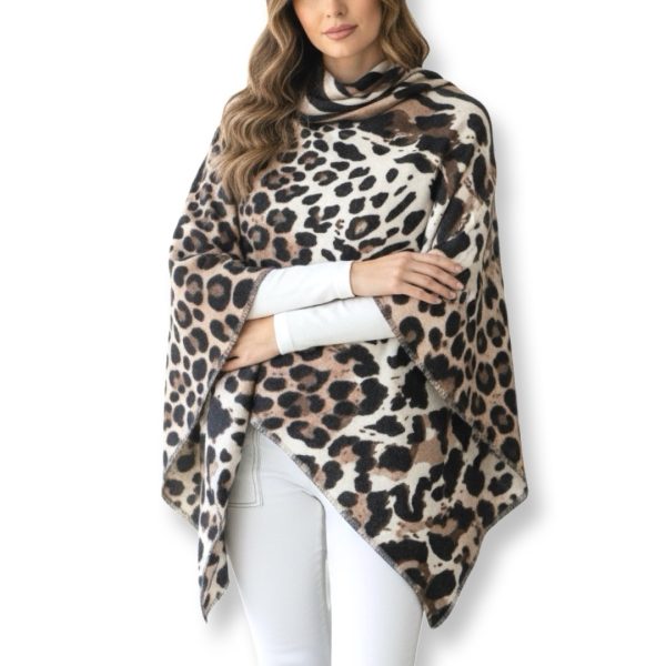 Luna-Chiara | צעיף/שאל גדול זברה-נמר דוצדדי יוקרתי בגווני בז׳ קיארה