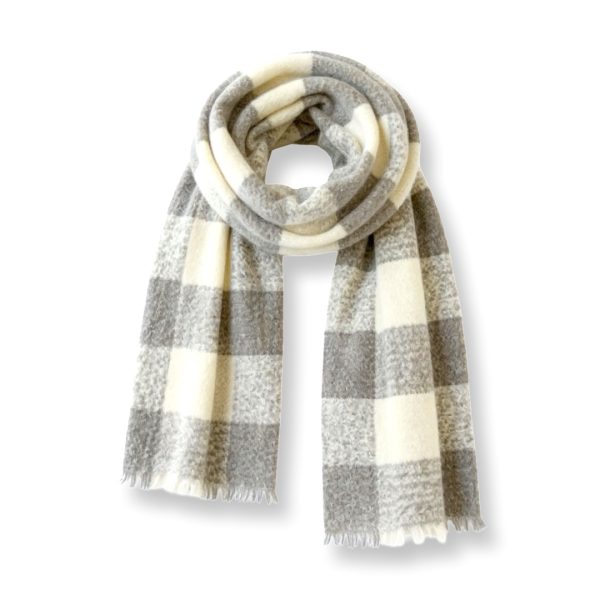 Luna-Chiara | צעיף 'בלאנקט' משובץ רך ונעים בגווני אופוויט/בז׳ לונה קיארה