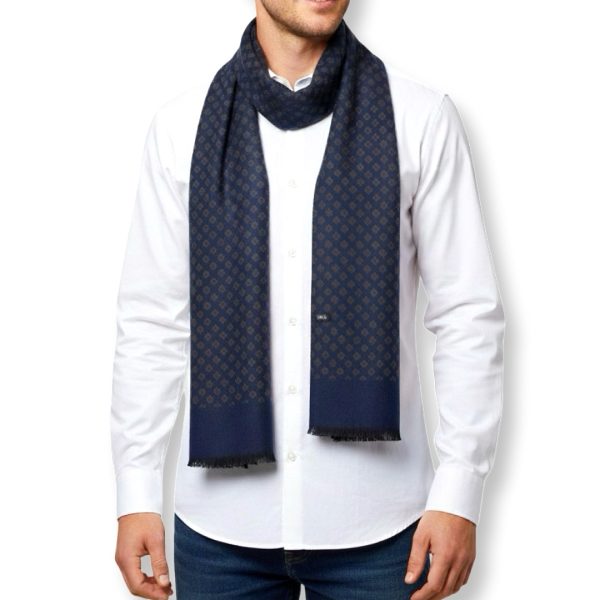 Ruyisa | צעיף מחויט יוניסקס יוקרתי רויאל בגווני כחול/אפור רויאסה