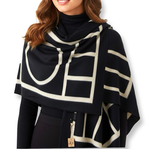 Luna-Chiara | צעיף-שאל גדול יוקרתי צבע שחור אופוויט לונה קיארה