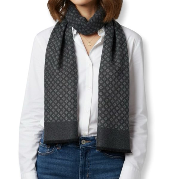 Ruyisa | צעיף מחויט יוניסקס יוקרתי רויאל בגווני אפור רויאסה