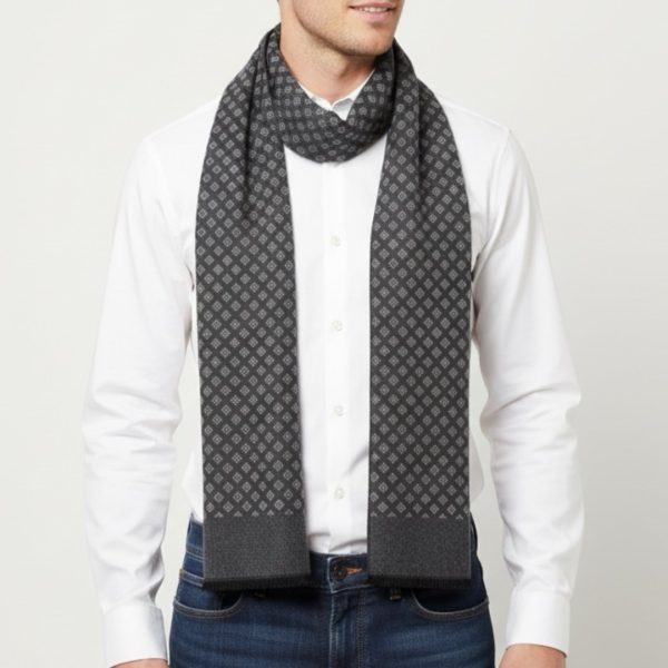 Ruyisa | צעיף מחויט יוניסקס יוקרתי רויאל בגווני אפור רויאסה