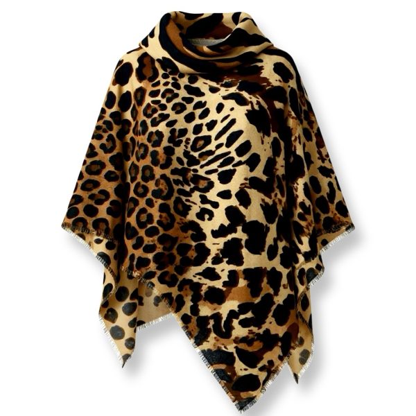 Luna-Chiara | צעיף/שאל גדול זברה-נמר דוצדדי יוקרתי בגווני חום קיארה