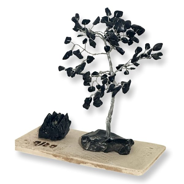 Cristal-מארז עץ אבני קריסטל ואבן גולמי טורמלין לשמירה,הגנה ושלווה