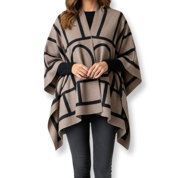 Luna-Chiara | צעיף-שאל גדול יוקרתי צבע טאופ שחור לונה קיארה