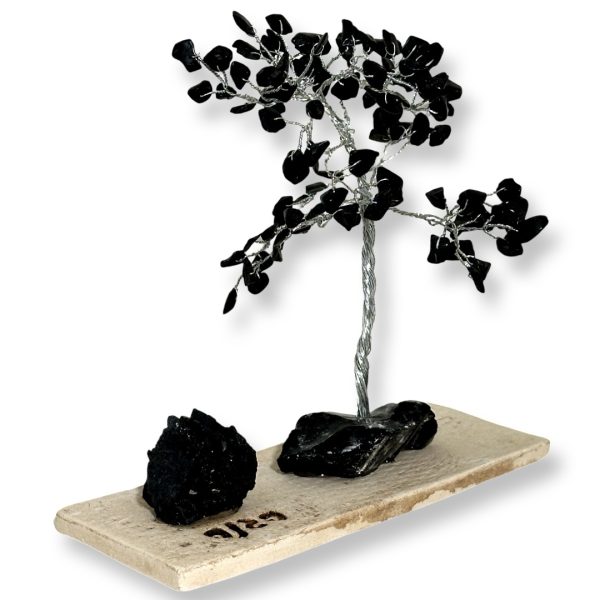 Cristal-מארז עץ אבני קריסטל ואבן גולמי טורמלין לשמירה,הגנה ושלווה