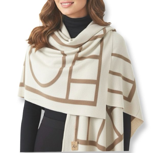 Luna-Chiara | צעיף-שאל גדול יוקרתי צבע טאופ אופוויט-חום קיארה