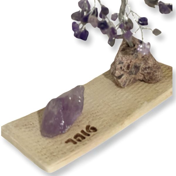 Cristal-מארז עץ אבני קריסטל ואבן גולמי אמטיסט לאיזון והחלמה