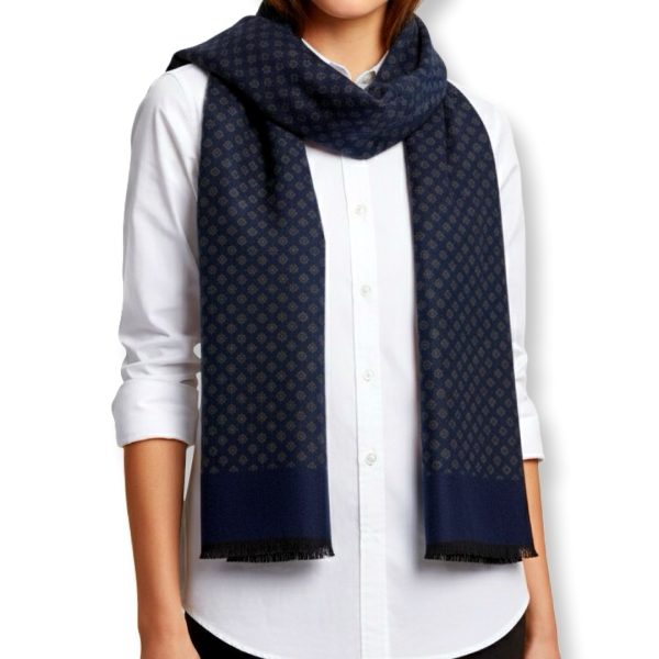 Ruyisa | צעיף מחויט יוניסקס יוקרתי רויאל בגווני כחול/אפור רויאסה