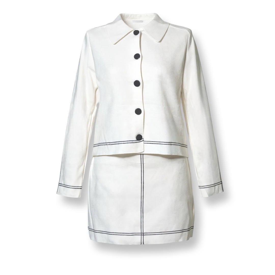 J-Clair | חליפת סריג אלגנטית יוקרתית ז'קט וחצאית מיני ג׳וקלייר