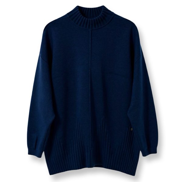 J-Clair | סריג אוברסייז דקפלוז' אופנתי צבע כחול ג׳וקלייר