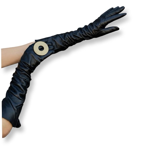 S&J | כפפות עור ארוכות "ונוס" שחורות סי אנד ג׳י