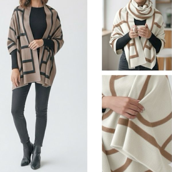 Luna-Chiara | צעיף-שאל גדול יוקרתי צבע טאופ אופוויט-חום קיארה