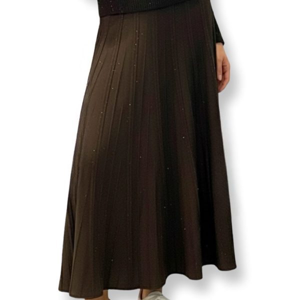 J-Clair | חצאית ארוכה פליסה-קפלים סרוגה נוצצת