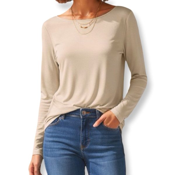 J-Clair | חולצת לונג סליב אופנתית צבע בז׳ ג׳וקלייר