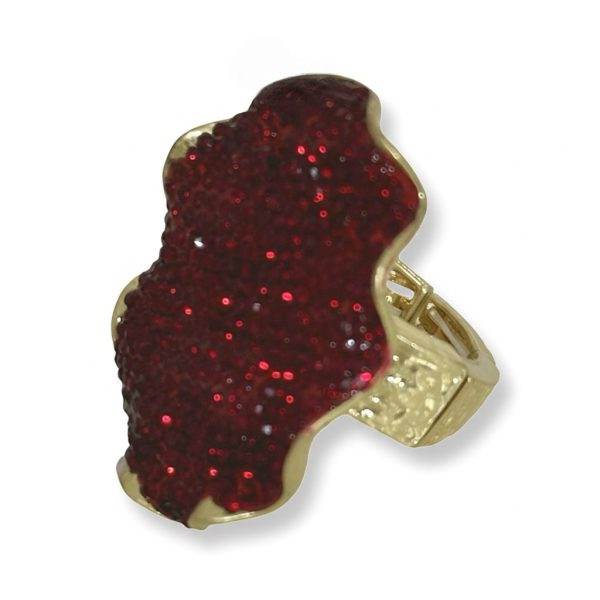 Joyas -טבעת סטייטמנט אמורפית משובצת קריסטלים צבע אדום ג'ויה