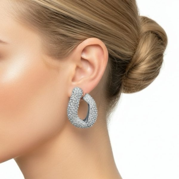 Joyas -עגילים מרשימים עגילים מרשימים צבע כסף ג'ויה