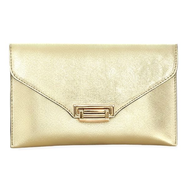 LeaLab | תיק ערב/קלאץ' עור "מעטפה" בגימור זהב מטאלי ליאלב