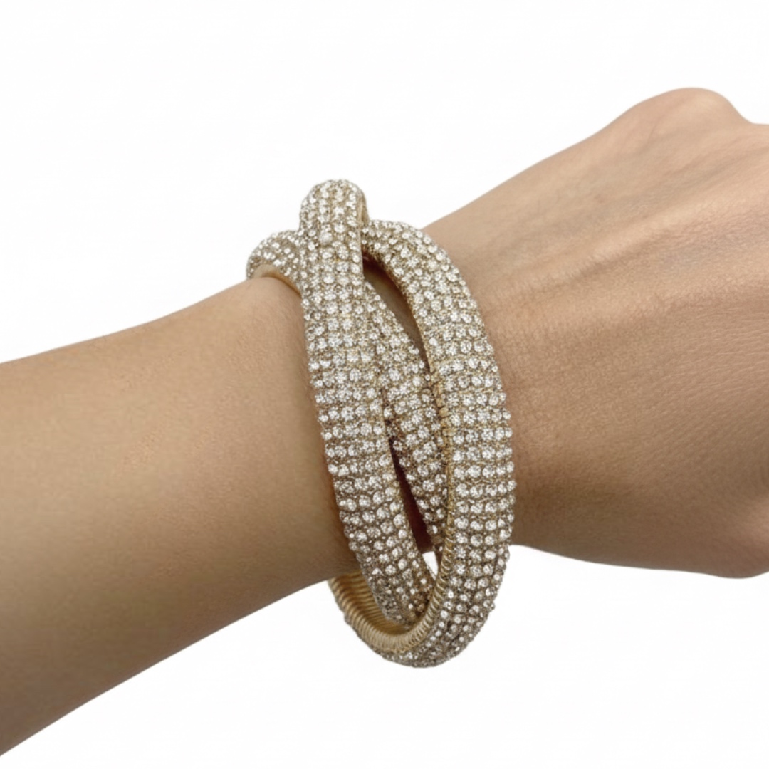 Joyas -צמיד ספירלה טריו גלאם משובץ קריסטלים וחרוזים ג'ויה