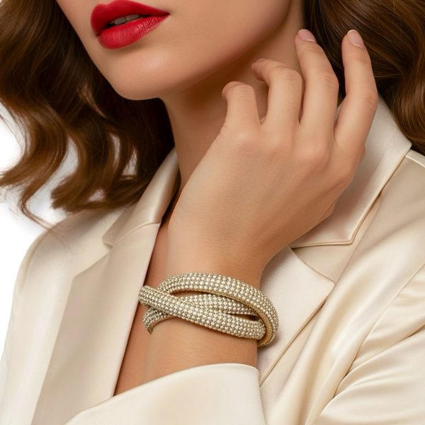 Joyas -צמיד ספירלה טריו גלאם משובץ קריסטלים וחרוזים ג'ויה