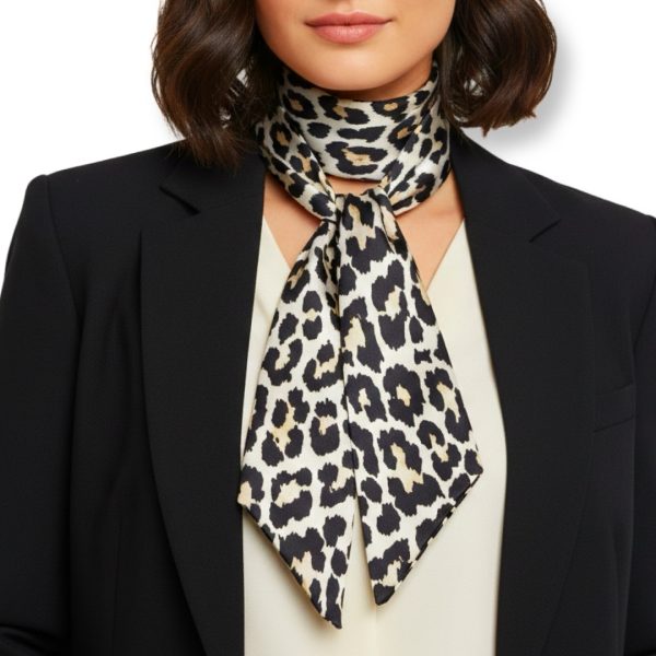 Seta | צעיף/עניבה משי דק מנומר בז׳-שחור סטה