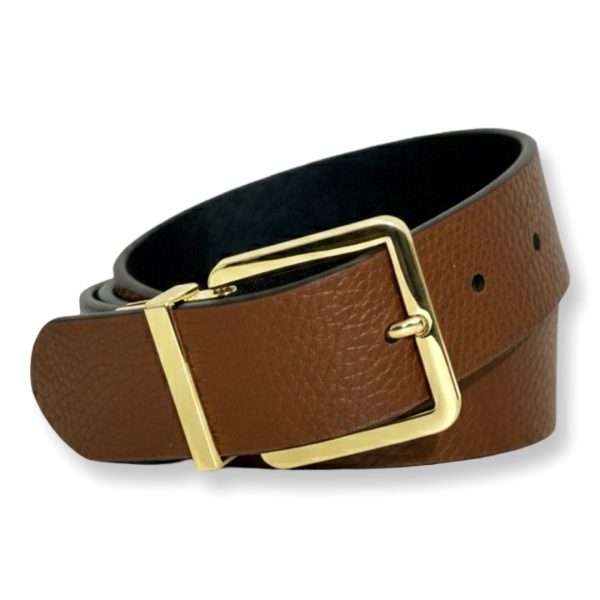 Ralph Lauren | חגורת עור דו צדדית אבזם לוגו בגימור יוקרתי ראלף לורן