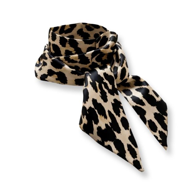 Seta | צעיף/עניבה משי דק מנומר בז׳-שחור סטה