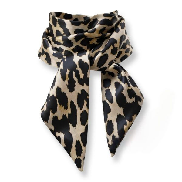 Seta | צעיף/עניבה משי דק מנומר בז׳-שחור סטה