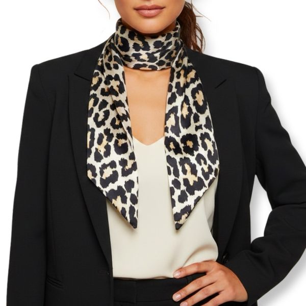 Seta | צעיף/עניבה משי דק מנומר בז׳-שחור סטה