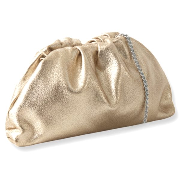 LeaLab | תיק ערב/פאוץ עור "ענן" במראה מקומט צבע זהב ליאלב