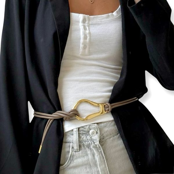 LeaLab | חגורת קשירה מעוצבת ואלגנטית עם אבזם זהב צבע טאופ ליאלב