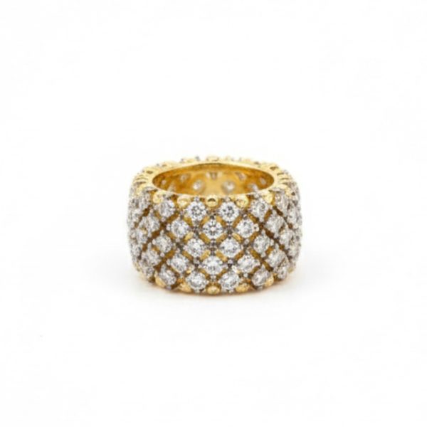 Joyas -טבעת רחבה רויאל גלאם משובץ קריסטלים צבע זהב ג'ויה