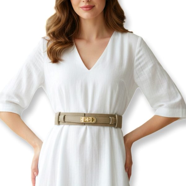 LeaLab | חגורת עור אלגנס אינפיניטי רחבה צבע טאופ ליאלב