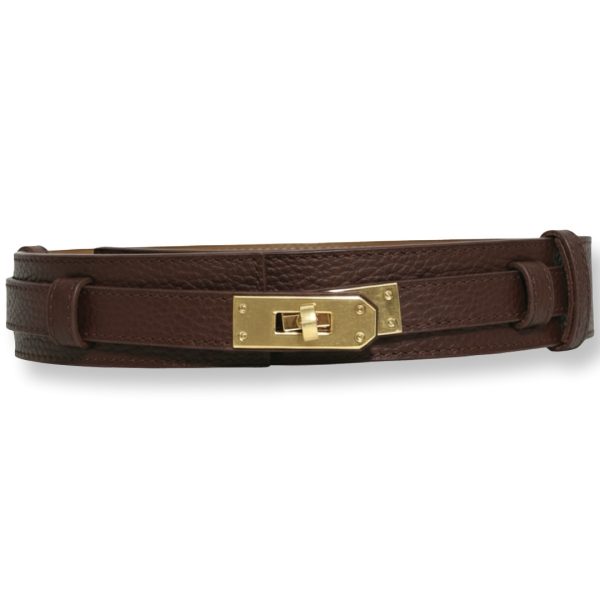 LeaLab | חגורת עור אלגנס אינפיניטי רחבה צבע חום ליאלב