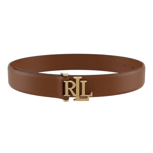 Ralph Lauren | חגורת עור אבזם לוגו קלאסית חומה ראלף לורן