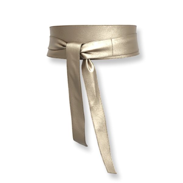 LeaLab | חגורת קשירה עור רחבה צבע זהב ליאלב