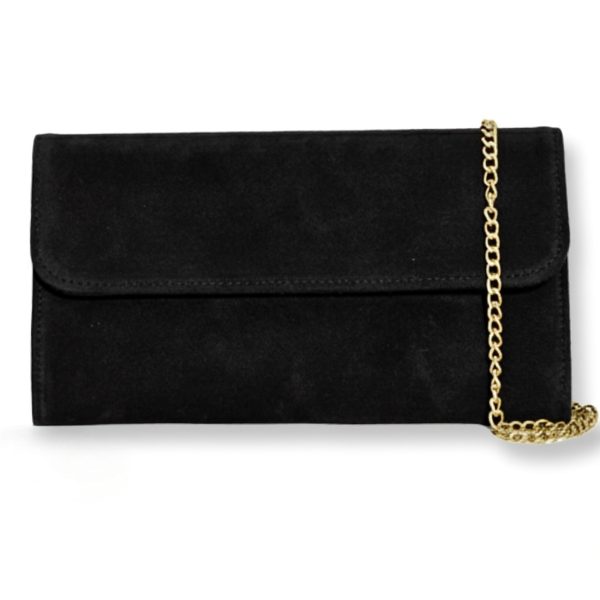 LeaLab | תיק ערב/קלאץ' זמש יוקרתי מונרו צבע שחור ליאלב