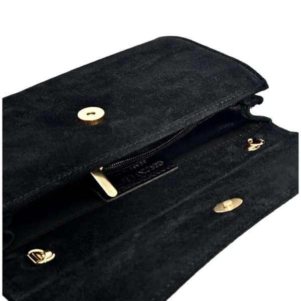 LeaLab | תיק ערב/קלאץ' זמש יוקרתי מונרו צבע שחור ליאלב