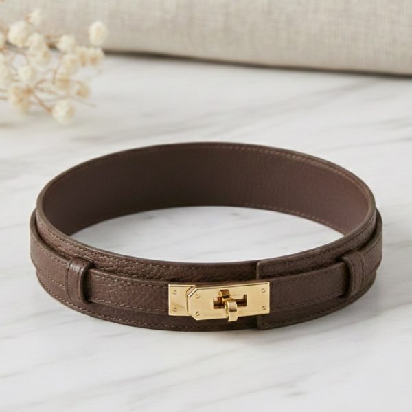 LeaLab | חגורת עור אלגנס אינפיניטי רחבה צבע חום ליאלב