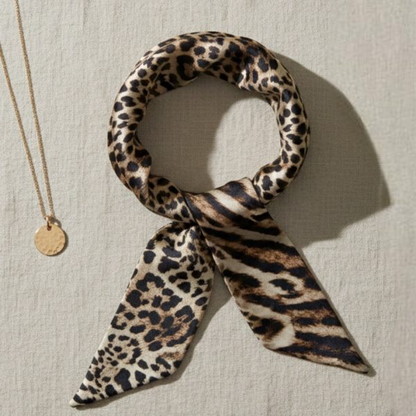 Seta | צעיף/עניבה משי דק מנומר בראון-שחור סטה