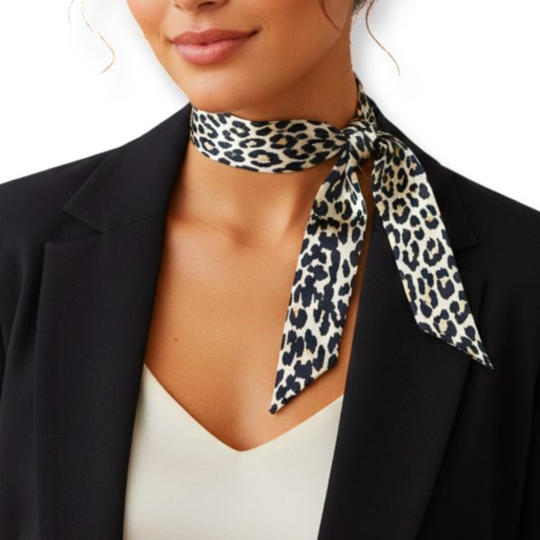 Seta | צעיף/עניבה משי דק מנומר בז׳-שחור סטה