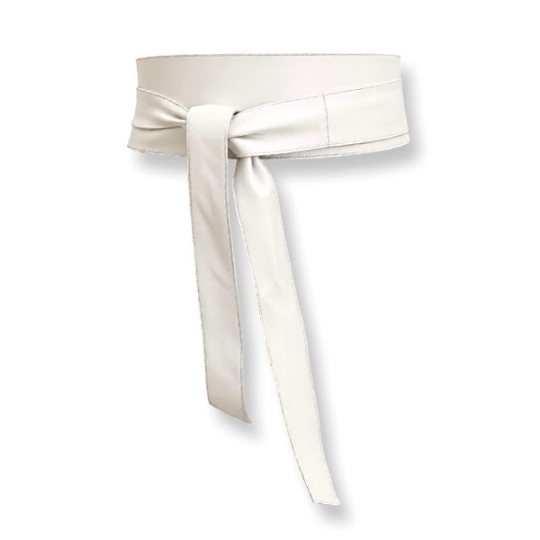 LeaLab | חגורת קשירה עור רחבה צבע אופוויט ליאלב