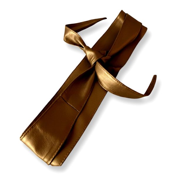 LeaLab | חגורת קשירה עור רחבה צבע ברונזה ליאלב