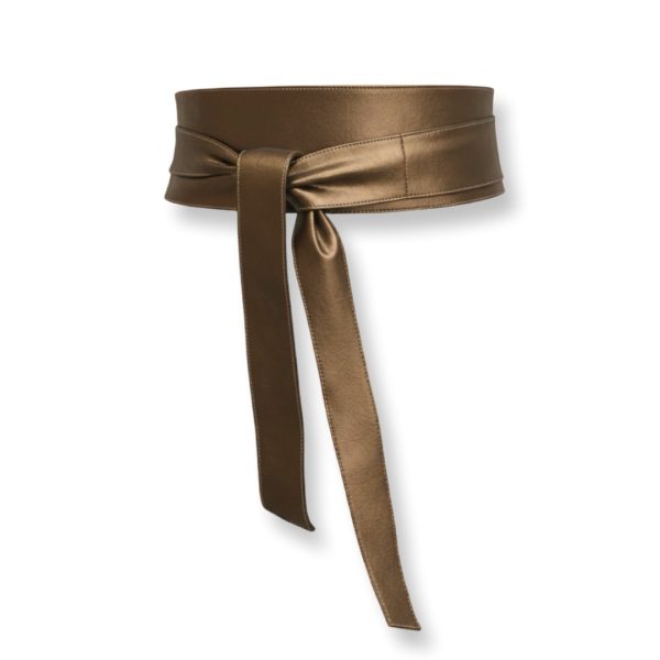 LeaLab | חגורת קשירה עור רחבה צבע ברונזה ליאלב