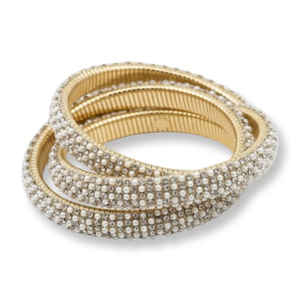 Joyas -צמיד ספירלה טריו גלאם משובץ קריסטלים וחרוזים ג'ויה