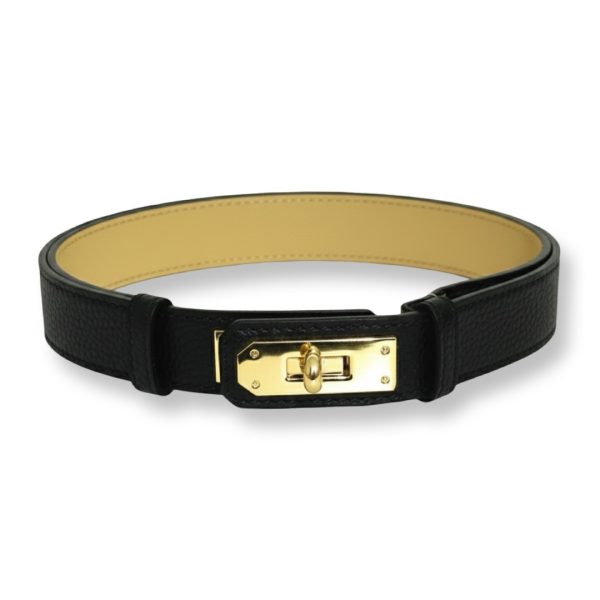 LeaLab | חגורת עור אלגנס אינפיניטי צבע שחור ליאלב