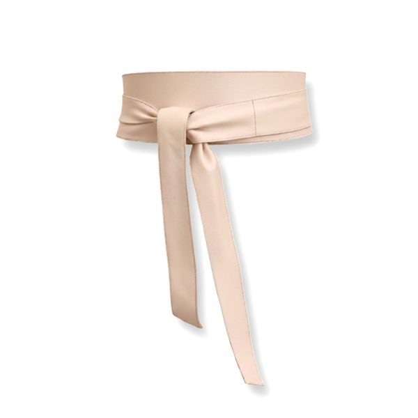 LeaLab | חגורת קשירה עור רחבה צבע בז׳ ליאלב