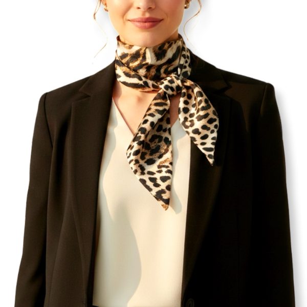 Seta | צעיף/עניבה משי דק מנומר בראון-שחור סטה