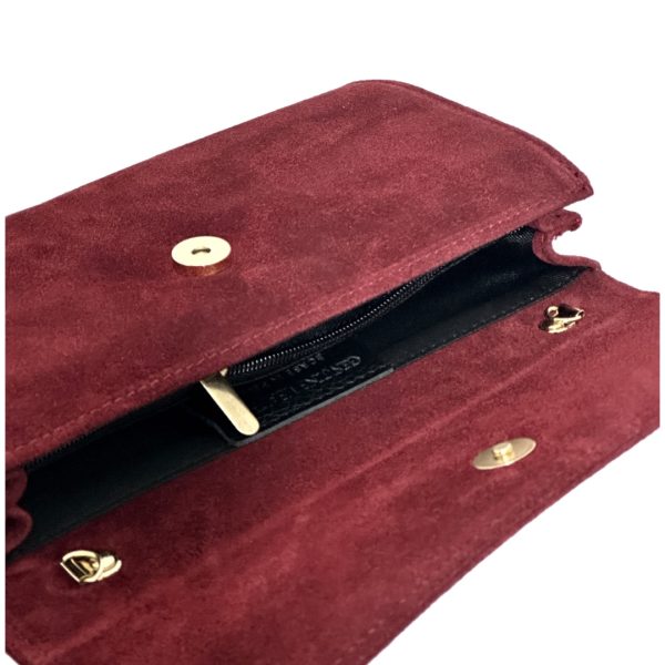 LeaLab | תיק ערב/קלאץ' זמש יוקרתי מונרו צבע בורדו ליאלב